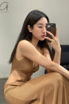 OUDE WAAG hollow fishtail knitted dress OW-23SS-KT15 turmeric
